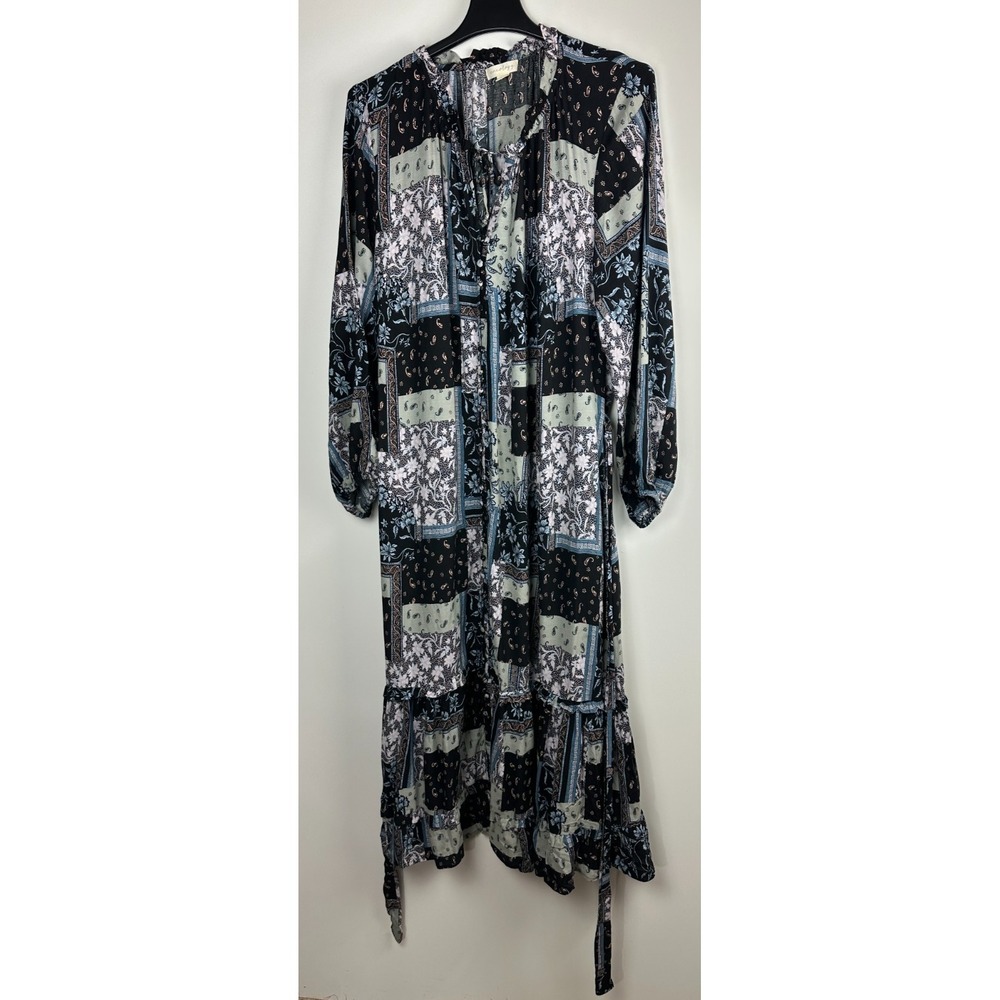 Aveology City Chic Patch Print Floral Maxi Dress Plus Size 20 Boho Peasant Folk - Picture 2 of 13